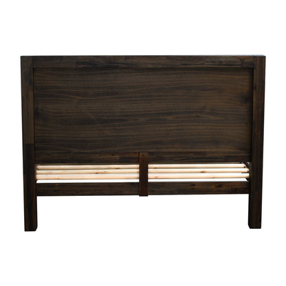 Modern Double Bed Frame in Solid Acacia Wood - Chocolate