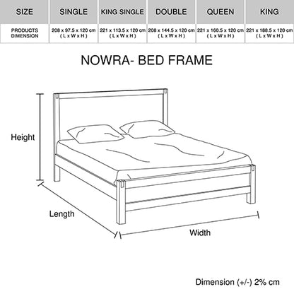 Modern Double Bed Frame in Solid Acacia Wood - Oak