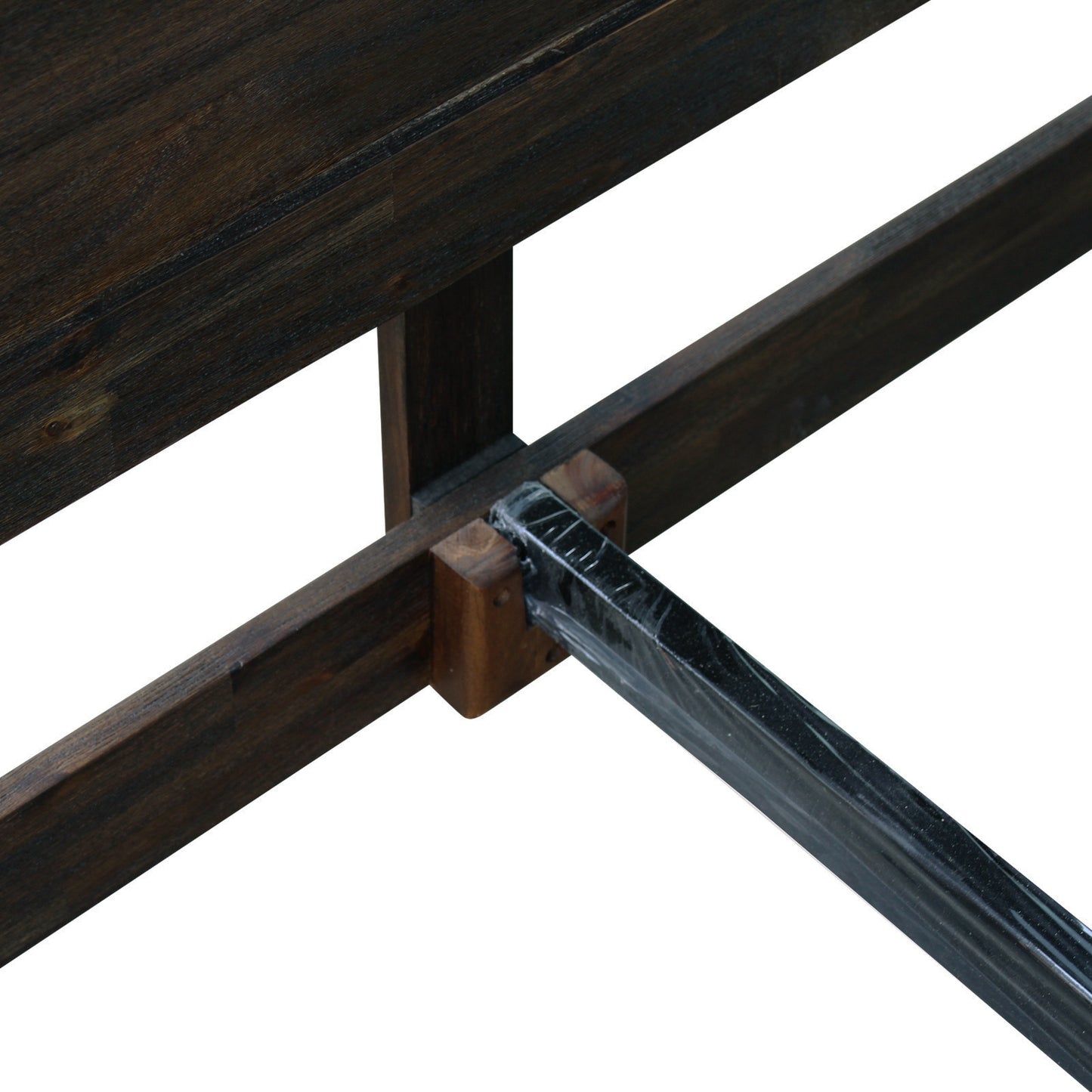 Elegant King Bed Frame in Solid Acacia Wood - Chocolate