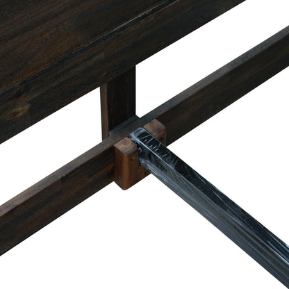 Elegant King Bed Frame in Solid Acacia Wood - Chocolate