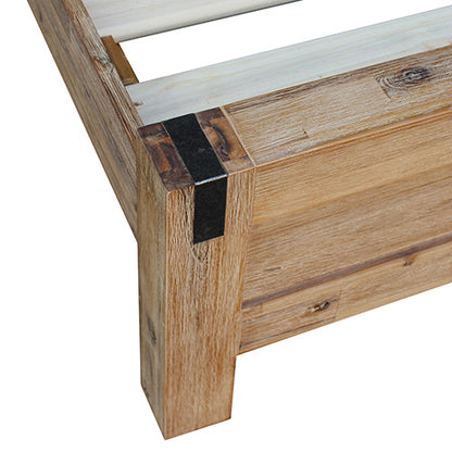 Sleek Single Bed Frame in Solid Acacia Wood - Oak