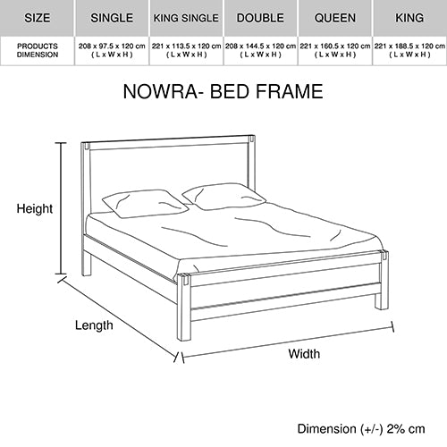Sleek Single Bed Frame in Solid Acacia Wood - Oak