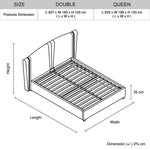 Roman Bed Frame Double Size Black Velvet Fabric With Gas Lift Plywood