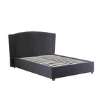 Roman Bed Frame Queen Size Black Velvet Fabric With Gas Lift Plywood