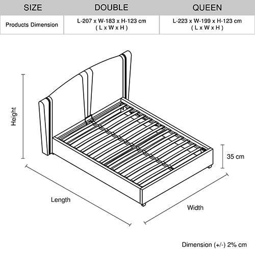 Roman Bed Frame Queen Size Black Velvet Fabric With Gas Lift Plywood