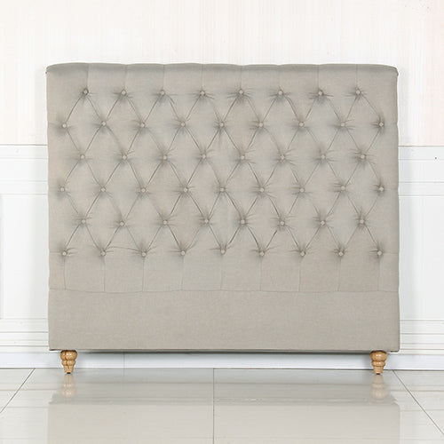 Elegant Beige Upholstered Queen Headboard