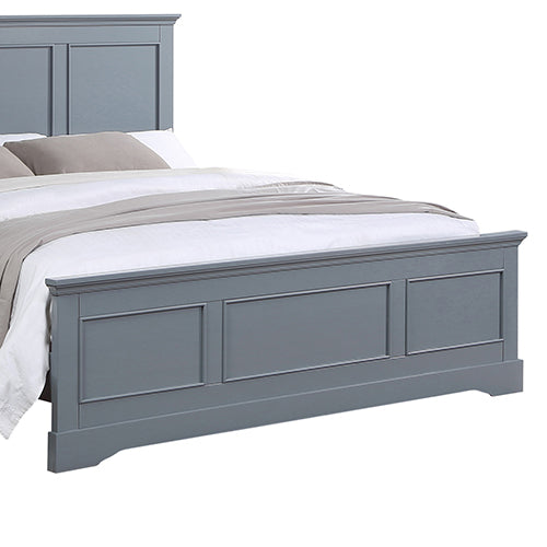 King Bed Frame In Solid Wood With Slats Support In Grey Colour