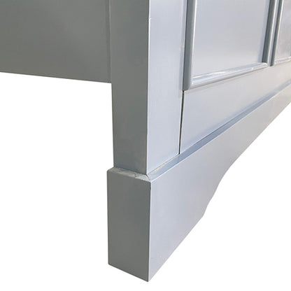 Queen Bed Frame In Solid Wood With Slats Support In Grey Colour