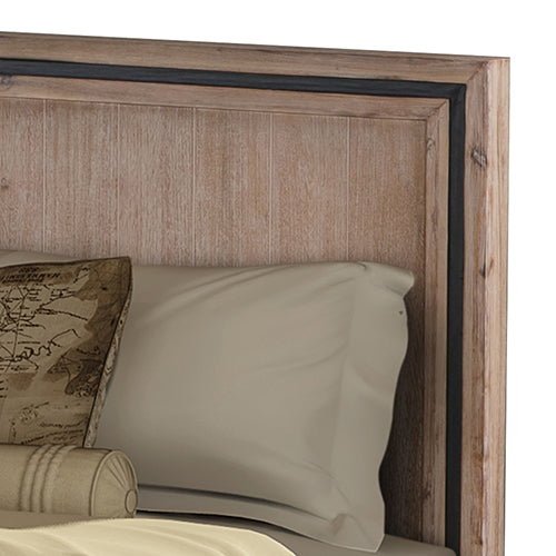 Sleek Silver Brush Queen Bed Frame in Acacia Wood