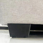 Veronica Bed Frame King Size Winged Grey Linen Fabric Seam Grid