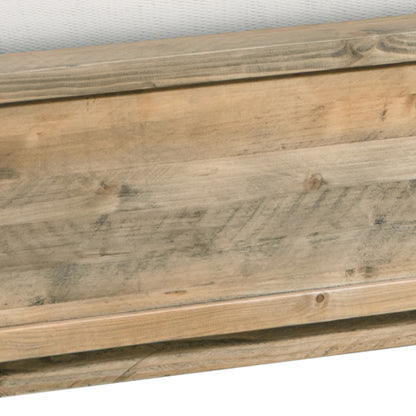 Double Size Wooden Bed Frame In Solid Wood Antique Design Light Brown