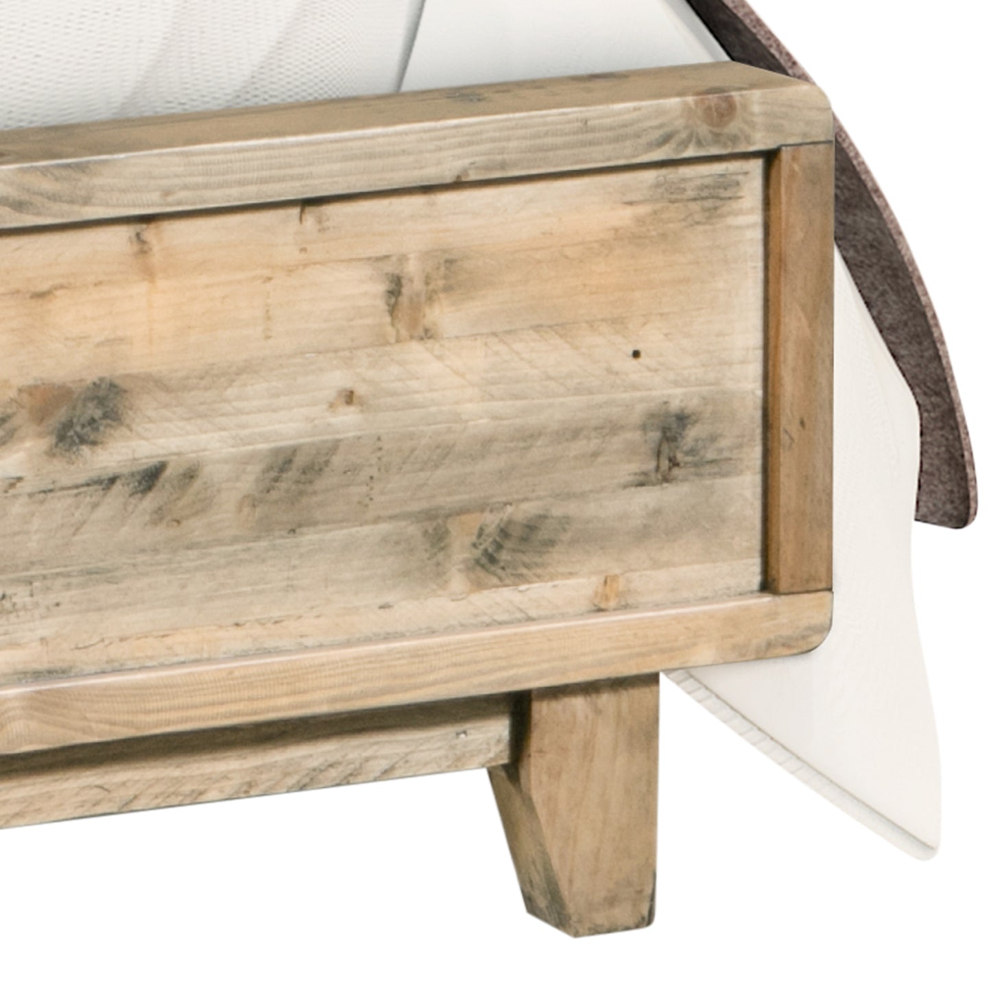 Double Size Wooden Bed Frame In Solid Wood Antique Design Light Brown