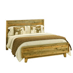 Stylish Double Wooden Bed Frame - Antique Light Brown