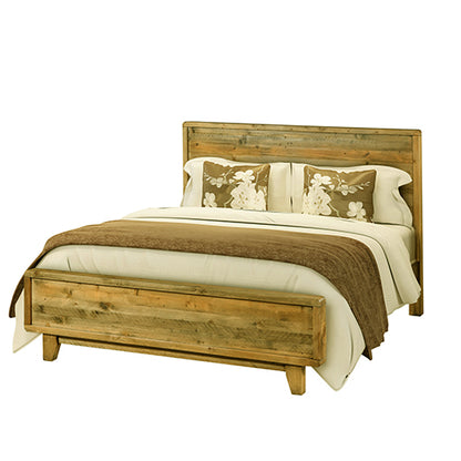 Stylish King Wooden Bed Frame - Antique Light Brown