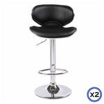 Comfortable Black Bar Stools Leather, Mid-High Back, Adjustable