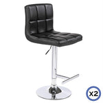 Comfortable Black Bar Stools - Leather, Mid-High Back, Adjustable