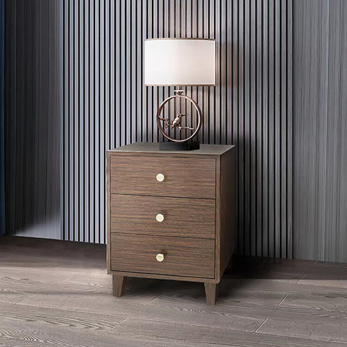  Bedside Table Mdf 3 Drawers Side Table Night Stand Storage In Brown Colour