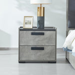 Elegant Bedside Table with 2 Drawers - Black & Cement