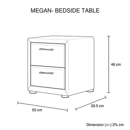 Bedside Table 2 Drawers Night Stand Upholstery Fabric Storage In Light Grey