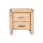 Bedside Table 2 Drawers Night Stand Solid Wood Acacia Oak