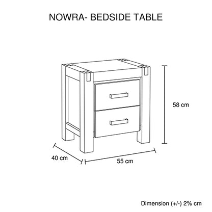 Bedside Table 2 Drawers Night Stand Solid Wood Acacia Oak