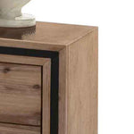 Bedside Table 2 Drawer Night Stand With Solid Acacia Storage In Sliver Brush