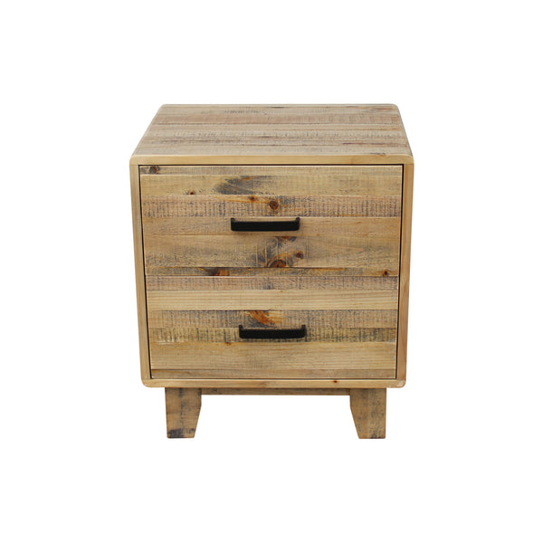  Bedside Table 2 Drawers Night Stand Solid Wood Storage Light Brown Colour