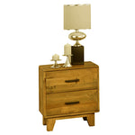 Bedside Table 2 Drawers Night Stand Solid Wood Storage Light Brown