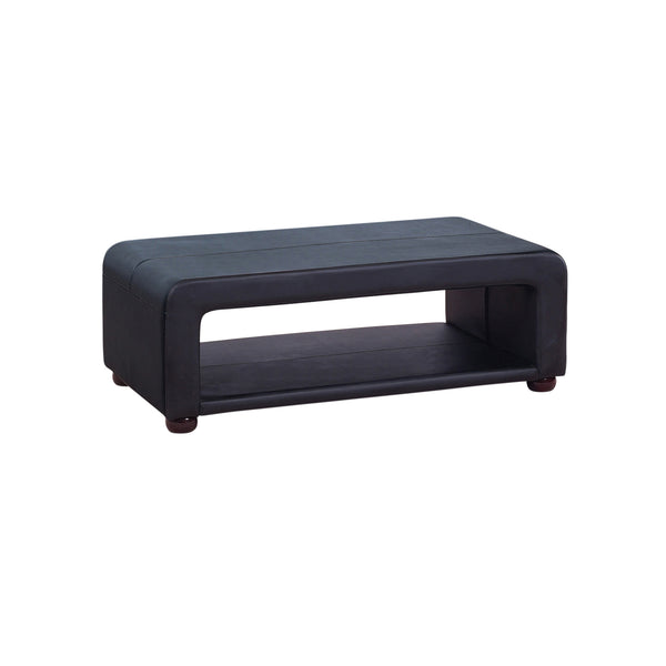  Coffee Table Upholstered PU Leather in Black Colour with open storage