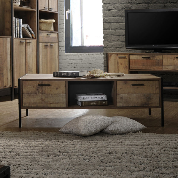  Coffee Table 2 Drawers Particle Board Storage In Oak