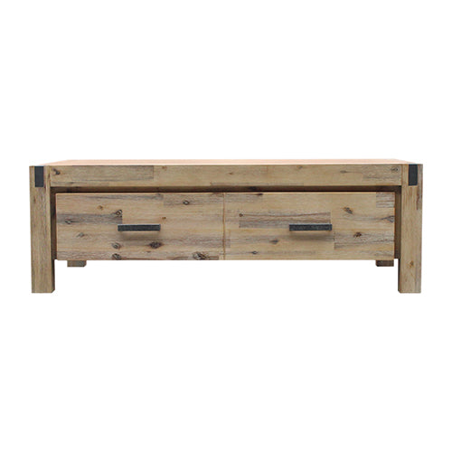 Coffee Table Solid Acacia Wood & Veneer 1 Drawers Storage Oak