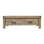 Coffee Table Solid Acacia Wood & Veneer 1 Drawers Storage Oak