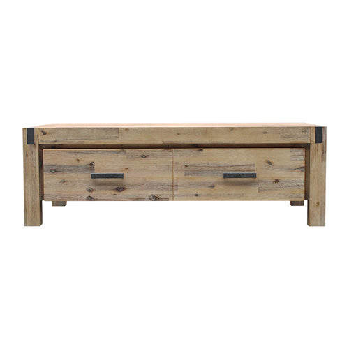  Coffee Table Solid Acacia Wood & Veneer 1 Drawers Storage Oak