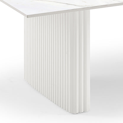 Coffee Table Sintered Stone Top Mdf Table Base Glossy White