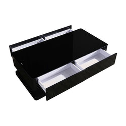 Stylish Coffee Table High Gloss Finish In Shiny Black With 4 Drawers Storage
