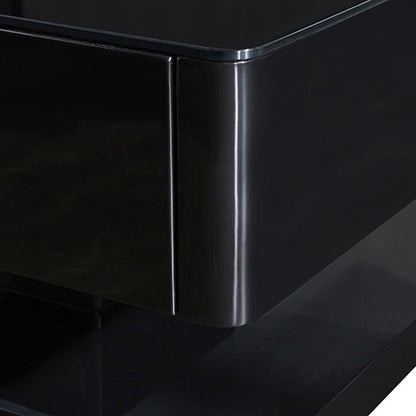 Stylish Coffee Table High Gloss Finish In Shiny Black With 4 Drawers Storage
