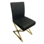 2X Dining Chair Stainless Gold Frame & Seat Black Pu Leather