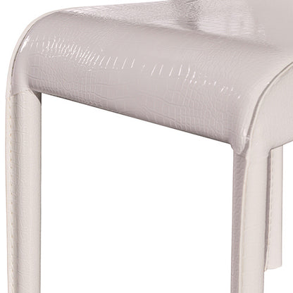 2X Steel Frame White Leatherette Medium High Backrest Dining Chairs