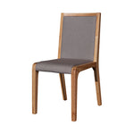 2X Wooden Frame Leatherette In Gray Fabric Dining Chairs With Wooden Legs