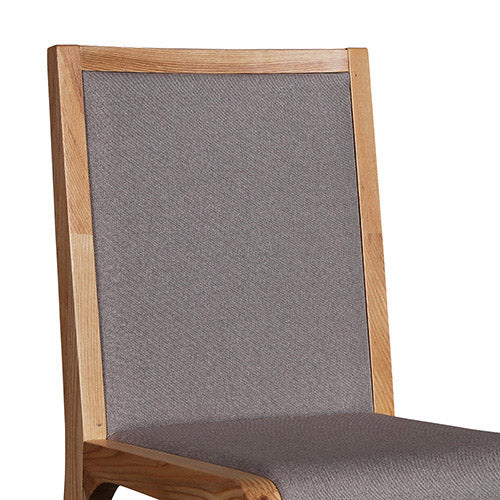 2X Wooden Frame Leatherette In Gray Fabric Dining Chairs With Wooden Legs