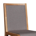 2X Wooden Frame Leatherette In Gray Fabric Dining Chairs With Wooden Legs