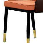 2X Dining Chair Orange Colour Leatherette Upholstery Black And Gold Legs