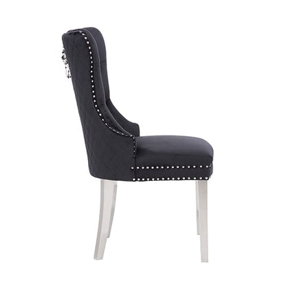 Dining Chair Black Velvet Stainless Steel