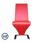 Stylish Red Leatherette Dining Chairs - Set of 2