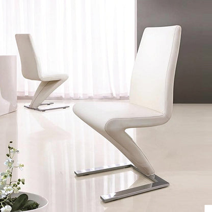 Stylish White Leatherette Dining Chairs - Set of 2