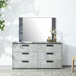 Tallboy With 5 Storage Drawers Mdf Combination Of Black & Cement Colour