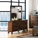 Dresser With 6 Storage Drawers In Solid Acacia & Veneer With Mirror