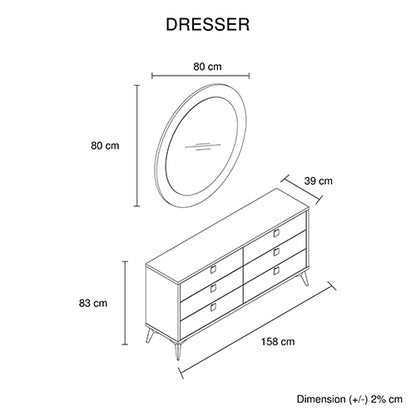 Elegant Dressing Chest with 6 Drawers - Champagne & Black Design