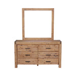 Dresser With 6 Storage Drawers In Solid Acacia With Mirror In Oak Colour