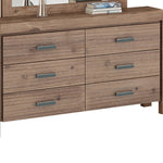 Dresser With 6 Storage Drawers In Solid Acacia With Mirror In Oak Colour